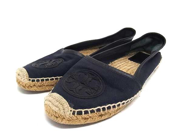 樂天商城 - TORY BURCH トリーバーチ エスパドリーユ ナイロンキャンバス×レザー パンプス サイズ 6 (約23.0cm) 靴 シューズ ネイビー系 DM1231