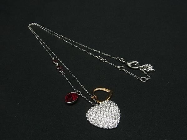 ■極美品■ SWAROVSKI スワロフスキー デュオハート ラインストーン ネックレス ペンダント アクセサリー シルバー系 FK5180