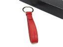 ■新品同様■ PRADA プラダ サフィアーノレザー ストラップ キーリング キーホルダー チャーム レディース レッド系 FM2900