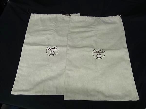 ■美品■ HERMES エルメス 約36cm×約57cm キャンバス ヘリンボーン 靴用 シューズ用 保存袋 巾着袋 2点セ..