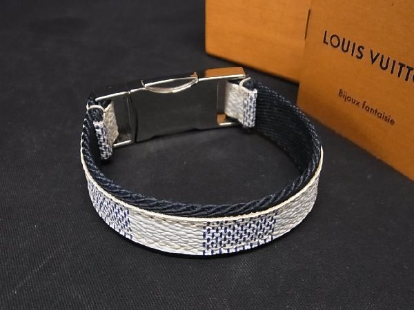 ■極美品■ LOUIS VUITTON ルイヴィトン M6517 ダミエアズール ブラスレ ファストクリップ ブレスレット アクセサリー ホワイト系 AQ3613