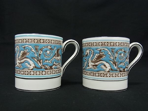 ウェッジウッド カップ ■新品同様■ Wedgwood ウェッジウッド フロレンティーン ターコイズ コーヒーカップ 食器 2客セット ターコイズブルー系 BD1493