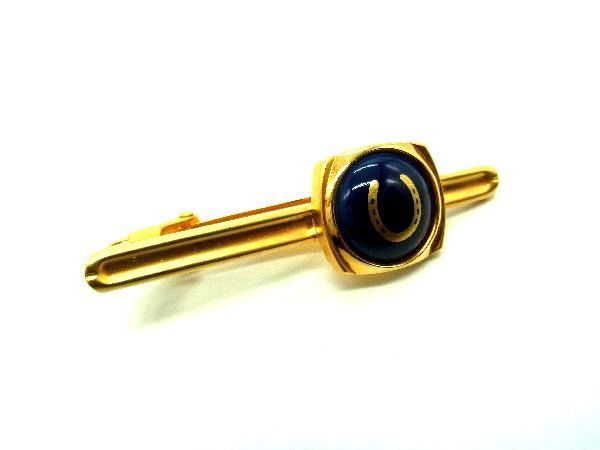 ■美品■ Royal Copenhagen ロイヤル コペンハーゲン ネクタイピン アクセサリー 紳士 メンズ ゴールド系×ネイビー系 DE1375 冠婚葬祭 ...