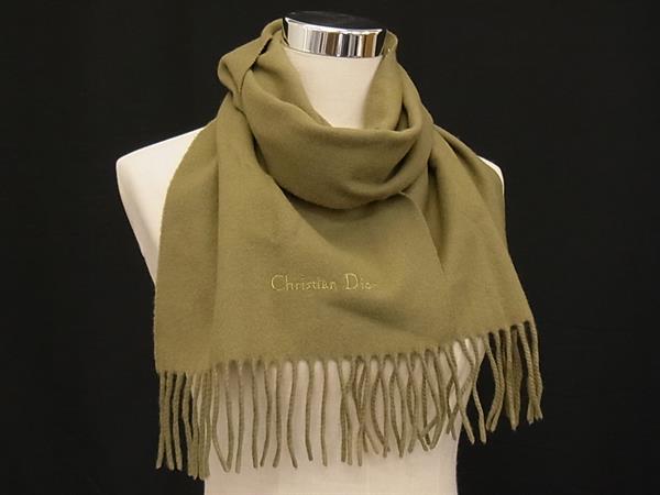 乐天商城 - ChristianDior クリスチャンディオール フリンジ マフラー ショール ストール レディース カーキ系 DK1347