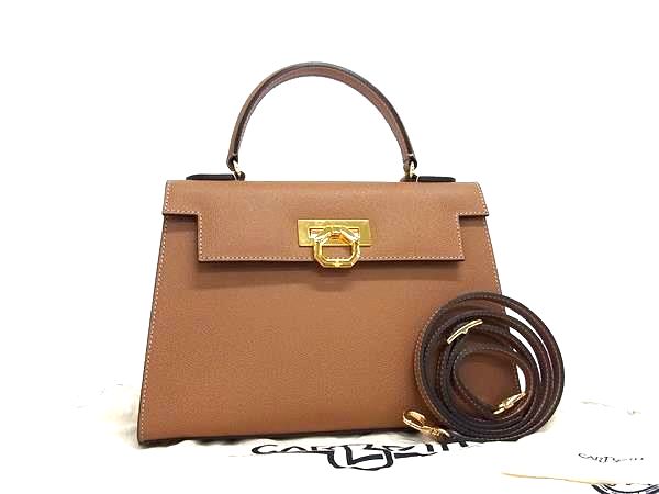 樂天商城 - ■極美品■ CARBOTTI カルボッティ GRETA グレタ レザー 2WAY ハンドバッグ ショルダー レディース ブラウン系 FR1782