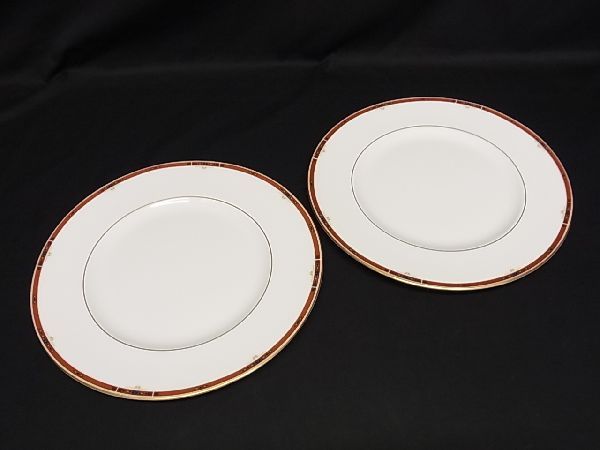 ■新品同様■ WEDGWOOD ウェッジウッド コロラド プレート 丸皿 お皿 インテリア 食器 2枚セット ホワイト系×レッド系 DA3707