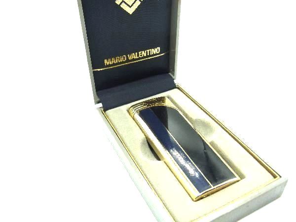 MARIO VALENTINO マリオ ヴァレンティノ 高級ライター ガスライター 喫煙グッズ 喫煙具 ネイビー系×ゴールド系 DD8738