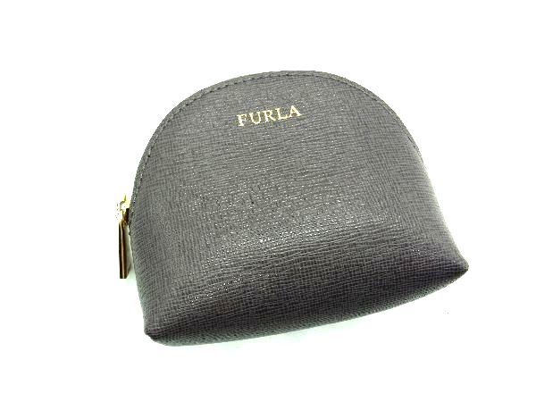 フルラ ■美品■ FURLA フルラ レザー ポーチ ミニポーチ マルチケース レディース グレー系 DE1113