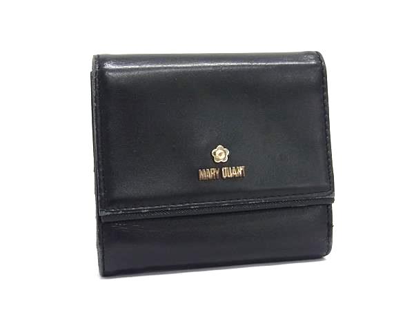MARY QUANT マリークワント レザー 二つ折り 財布 ウォレット 小銭入れ 札入れ カード入れ レディース ブラック系 DL3859