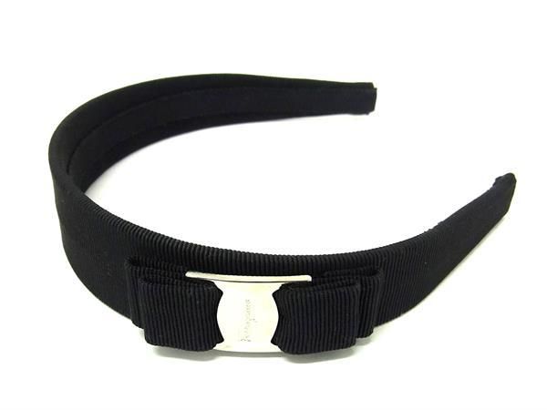 ■極美品■ Salvatore Ferragamo フェラガモ ヴァラリボン キャンバス カチューシャ ヘアアクセサリー レ..