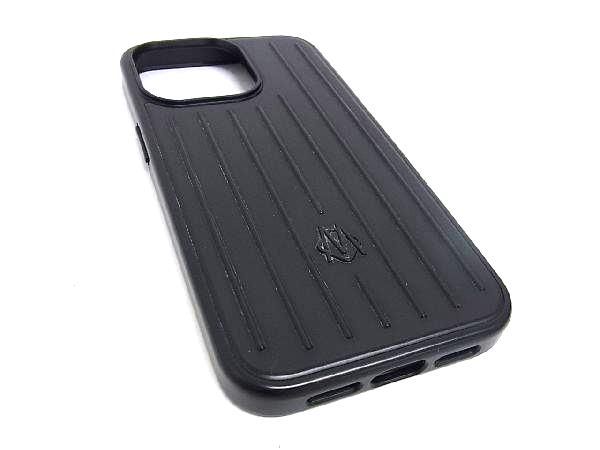 極美品 RIMOWA リモワ アルミニウム iPhone13 Pro対応 アイフォンケース スマホケース メンズ ブラック系 BE9723