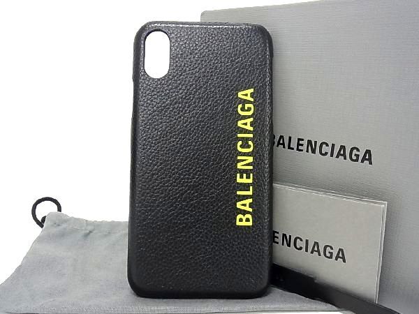 バレンシアガ スマホケース ■新品■未使用■ BALENCIAGA バレンシアガ レザー iPhoneX/XS対応 iPhoneケース スマホケース アイフォンケース ブラック系 BG2900