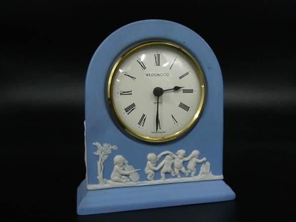 ウェッジウッド　時計 ■不動品■ WEDGWOOD ウェッジウッド グリシャンクロック 置き時計 ブルー系 DD3361