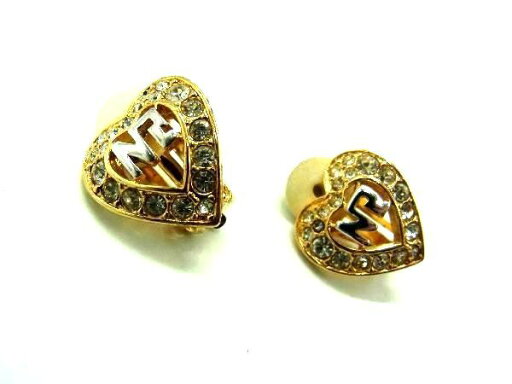 ■美品■ NINA RICCI ニナリッチ ハートモチーフ ラインストーン クリップ式 イヤリング アクセサリー レディース ゴールド系 DD8911 ■美品■ NINA RICCI ニナリッチ ハートモチーフ ラインストーン クリップ式 イヤリング アクセサリー レディース ゴールド系 DD8911