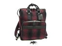 ■新品同様■ HUNTING WORLD ハンティングワールド ウール×レザー リュックサック バックパック ブラック系×レッド系 FI8733