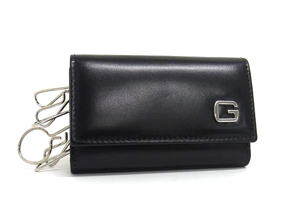 グッチ キーケース ■新品同様■ GUCCI グッチ 162845 0959 レザー 6連 キーケース 鍵入れ メンズ レディース ブラック系 FN7409