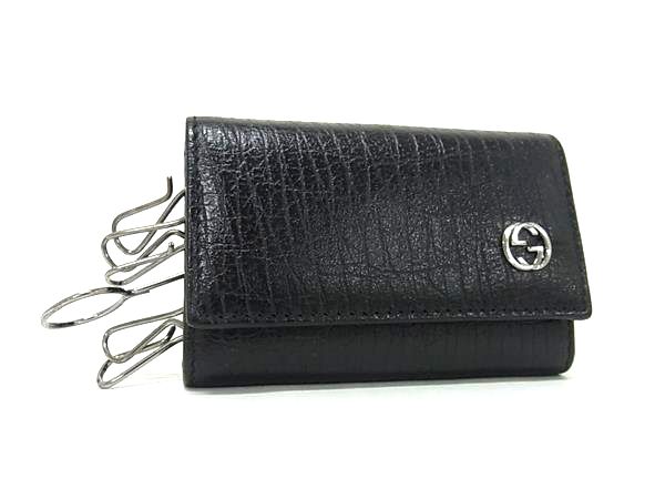 グッチ キーケース ■新品■未使用■ GUCCI グッチ 115225 インターロッキングG レザー 6連 キーケース 鍵入れ メンズ ブラック系 FN7671