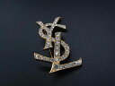■極美品■ YVESSAINTLAURENT イヴサンローラン ラインストーン ピンブローチ ピンバッジ アクセサリー ゴールド系 AW3559