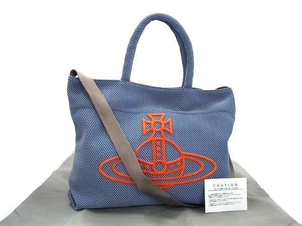 ヴィヴィアンウエストウッド トートバッグ（レディース） ■新品■未使用■ Vivienne Westwood ヴィヴィアンウエストウッド オーブ キャンバス 2WAY トートバッグ ショルダー ブルー系 FC2648