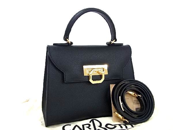■新品■未使用■ CARBOTTI カルボッティ イヴァーナ レザー 2WAY ハンドバッグ ショルダー レディース ブラック系 AT7604...