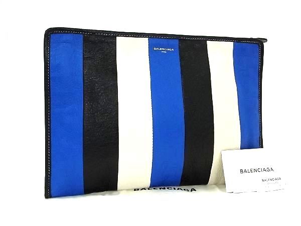 ハンドバッグ ■極美品■ BALENCIAGA バレンシアガ 443658 バザール レザー クラッチバッグ セカンドバッグ レディース ブルー系×ブラック系 AU3125