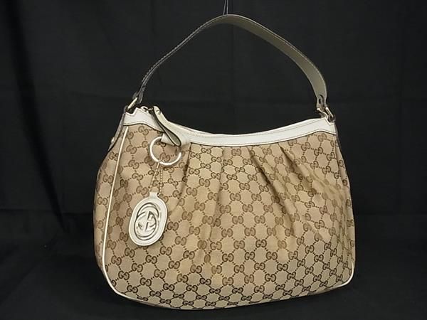 グッチ ハンドバッグ ■新品同様■ GUCCI グッチ 232955 スーキー GG柄 GGキャンバス×レザー ショルダーバッグ レディース ベージュ系 AV5022