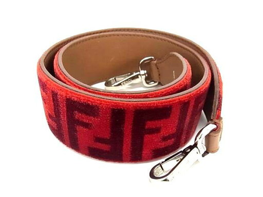 ■極美品■ FENDI フェンディ ズッカ柄 ストラップユー バッグ用 ショルダーストラップ 肩掛け レッド系 AW3573 ■極美品■ FENDI フェンディ ズッカ柄 ストラップユー バッグ用 ショルダーストラップ 肩掛け レッド系 AW3573