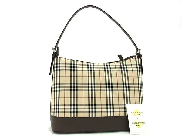 ショルダーバッグ ■新品■未使用■ BURBERRY バーバリー ノバチェック キャンバス×レザー ショルダーバッグ 肩掛けかばん ベージュ系×ブラウン系 AZ0618