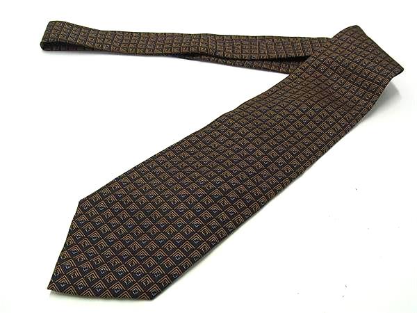 フェンディ ■新品同様■ FENDI フェンディ ズッカ柄 シルク100% ネクタイ ビジネス 紳士 メンズ ブルー系×オレンジ系 DB2930