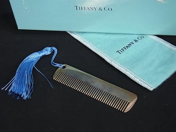 ■美品■ TIFFANY＆Co ティファニー SV925 ベビーコーム くし 櫛 ヘアセット シルバー系×ライトブルー系 AV8815