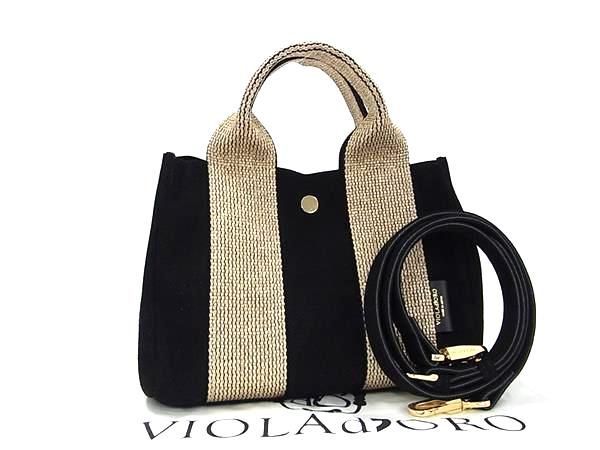 乐天商城 - ■新品■未使用■ VIOLAd'ORO ヴィオラドーロ スエード 2WAY ハンドバッグ ショルダー ブラック系×ゴールド系 BJ3020