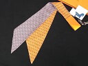 ■新品同様■ HERMES エルメス シルク100% モンキー サル スカーフ ツイリー ネクタイ オレンジ系×ブルー系 FA1153(4)