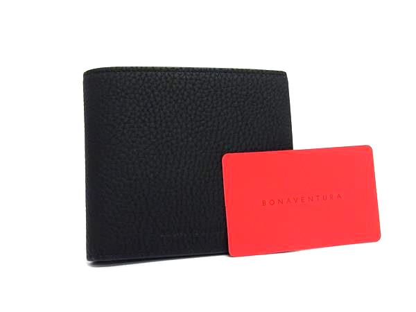 M - ■新品■未使用■ BONAVENTURA ボナベンチュラ レザー 二つ折り ミニ 財布 ウォレット 札入れ 小銭入れ ブラック系 FR4271