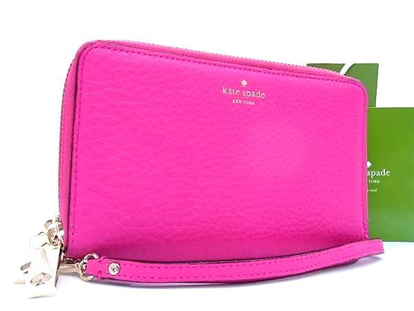 ■極美品■ kate spade ケイトスペード レザー ラウンドファスナー 長財布 ウォレット レディース ピンク系 BG8480