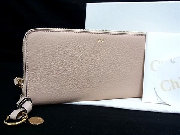 ■新品同様■ Chloe クロエ アルファベット レザー ラウンドファスナー 長財布 ウォレット レディース ピンク系 FA3875