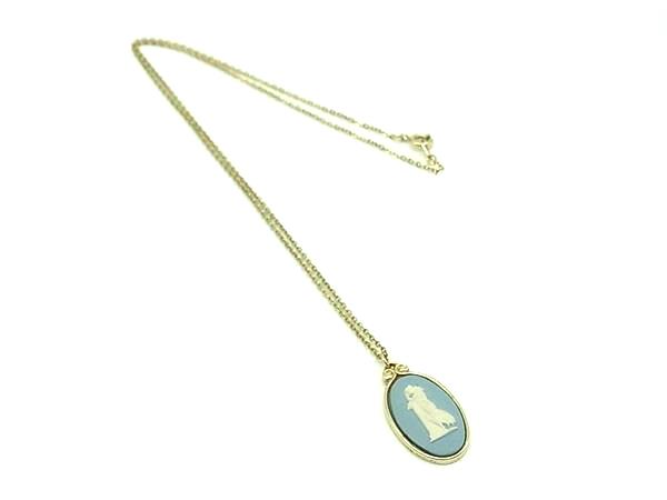 ■美品■ WEDGWOOD ウェッジウッド ネックレス ペンダント アクセサリー レディース ブルー系×ゴールド系 DJ4362