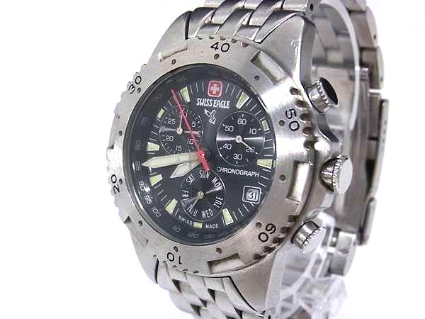 BVLGARI - ■稼働品■ SWISS EAGLE スイスイーグル 1702M SS クォーツ 100m防水 腕時計 ウォッチ メンズ シルバー系×ブラック系 DM9859