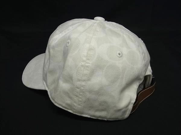 ■美品■ COACH コーチ シグネチャー コットン100％ ベースボールキャップ 帽子 レディース メンズ サイズ XS/S ホワイト系 FM4088