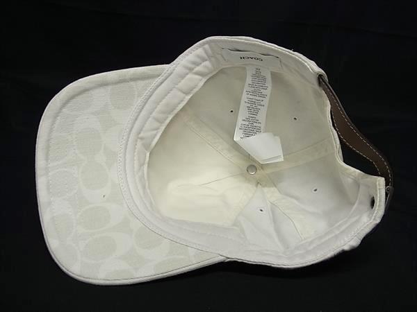 ■美品■ COACH コーチ シグネチャー コットン100％ ベースボールキャップ 帽子 レディース メンズ サイズ XS/S ホワイト系 FM4088