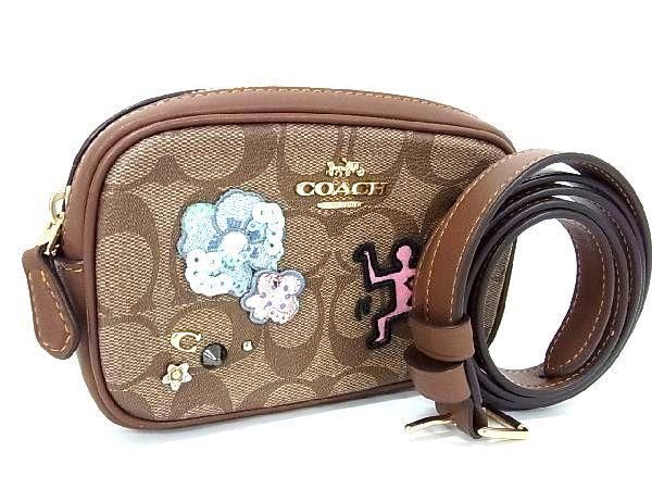 ■新品■未使用■ COACH コーチ F55644 シグネチャー キースヘリング コラボ PVC ウエストポーチ ボディバッグ ブラウン系 AT4804