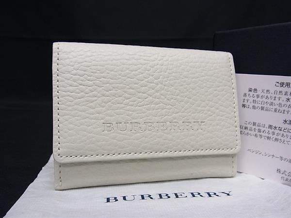 バーバリー ■新品■未使用■ BURBERRY バーバリー レザー コインケース コインパース 小銭入れ カード入れ レディース メンズ ホワイト系 AY2343