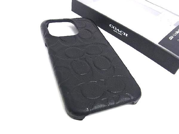COACH コーチ シグネチャー レザー iPhone14Pro 対応 アイフォンケース スマホケース レディース ブラック系 BK1452