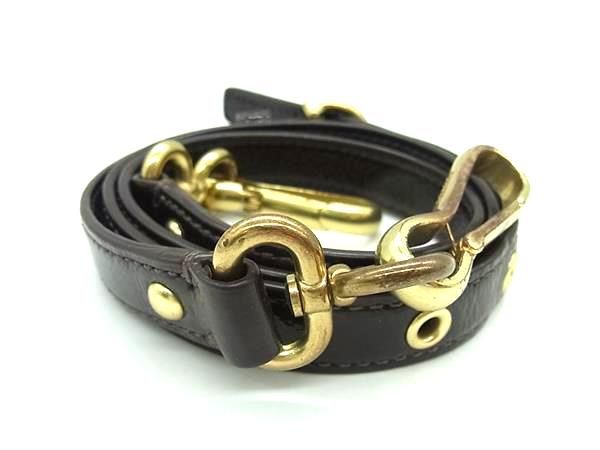 ■美品■ COACH コーチ パテントレザー バッグ用 ショルダーストラップ 肩掛け 斜め掛け レディース ダークブラウン系 AY3278