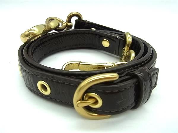 ■美品■ COACH コーチ パテントレザー バッグ用 ショルダーストラップ 肩掛け 斜め掛け レディース ダークブラウン系 AY3278