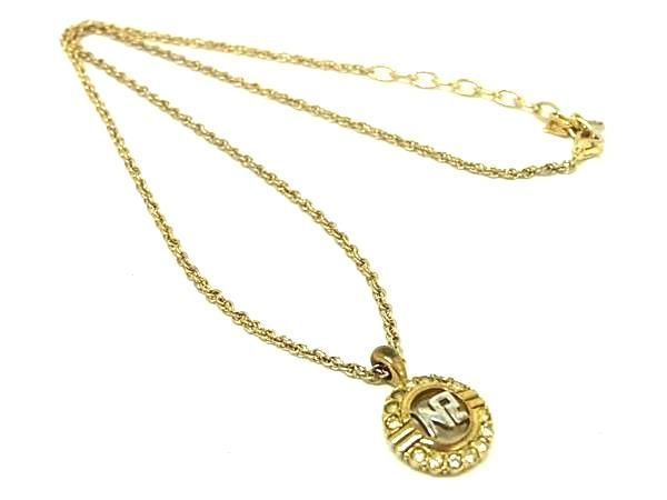 樂天商城 - NINA RICCI ニナリッチ ヴィンテージ ラインストーン ロゴモチーフ ネックレス ペンダント アクセサリー ゴールド系 DD7511