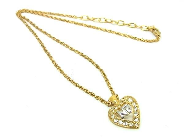 乐天商城 - ■美品■ NINA RICCI ニナリッチ ラインストーン ハート ネックレス ペンダント アクセサリー レディース ゴールド系 DD7809