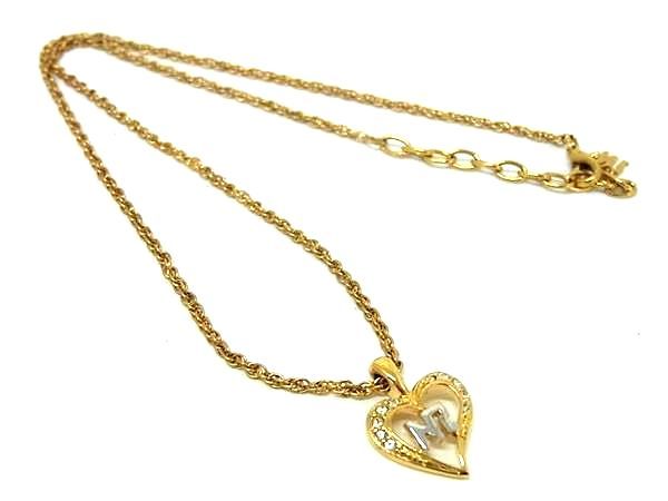 乐天商城 - ■美品■ NINA RICCI ニナリッチ ヴィンテージ ラインストーン ハート ネックレス ペンダント アクセサリー ゴールド系 DD7812