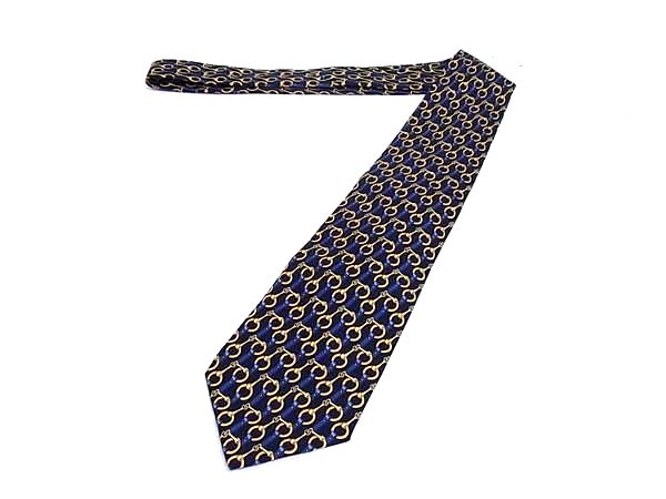GUCCI - ■新品■未使用■ GUCCI グッチ シルク100% ネクタイ ビジネス 紳士 メンズ ネイビー系×ゴールド系 BN9810