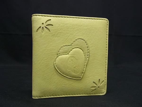 ■美品■ CHARRIOL シャリオール レザー ハート フォトアルバム フォトケース 写真入れ ライムイエロー系 DE5615