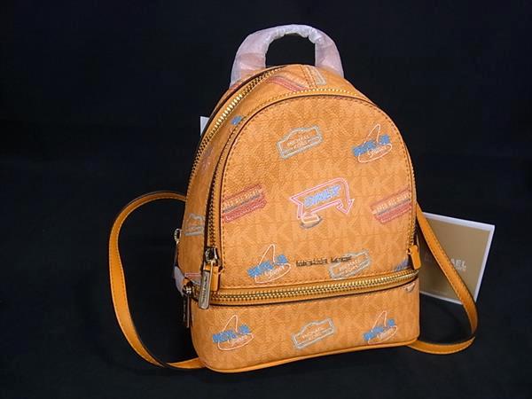 乐天商城 - ■新品■未使用■ MICHAEL KORS マイケルコース RHEA エクストラスモール MK柄 PVC リュックサック バックパック オレンジ系 BP6399